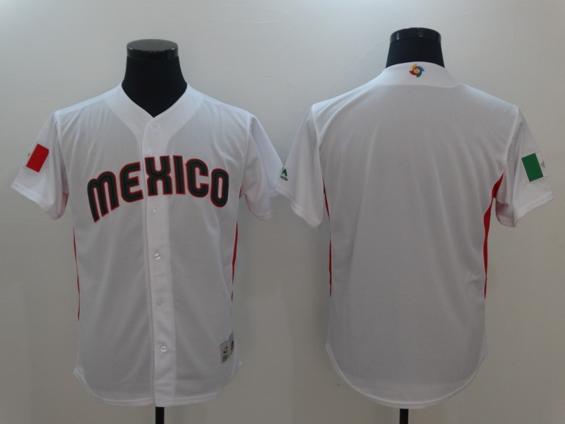 Men Mexico Baseball Majestic White 2017 World Baseball Classic Authentic Team Jersey->->MLB Jersey
